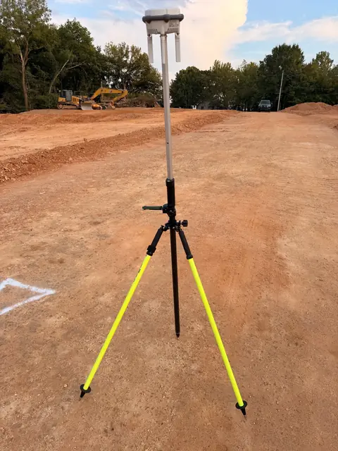 DJI D-RTK 3 base set on an active job site